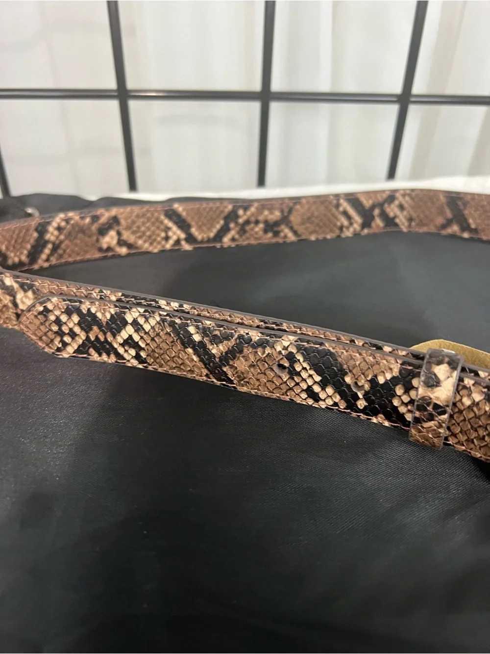White House Black Market Brown Snake-Print Leather Belt